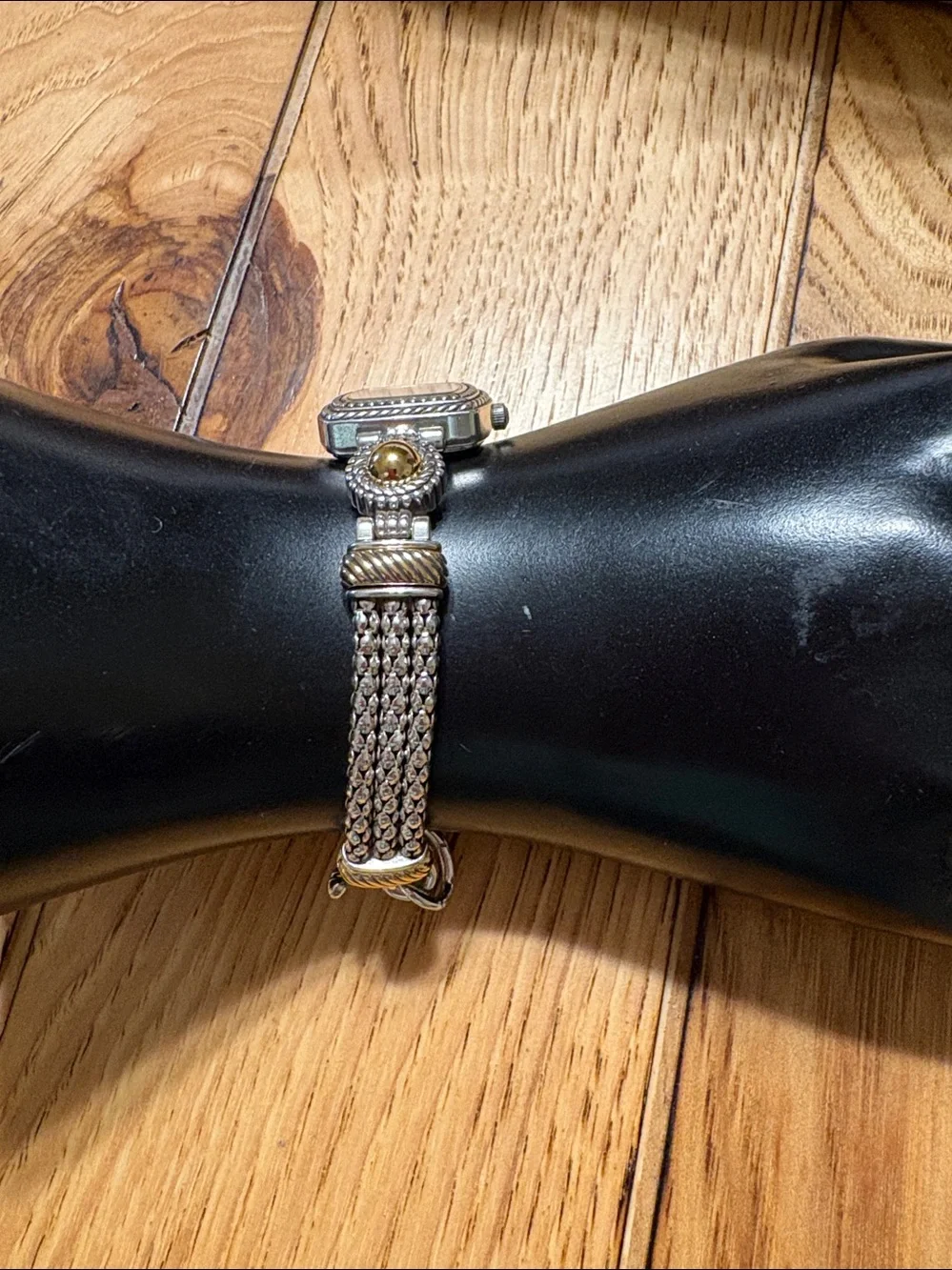 Brighton Vintage Two-Tone Beaded Square Dial Bracelet Watch - Silver & Gold